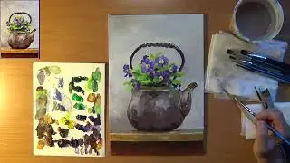 Как нарисовать примулу. Рисуем весенние цветы. Акрил
