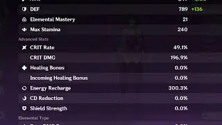 Raiden Shogun 300 Energy  recharge c0 with 4 star weapon