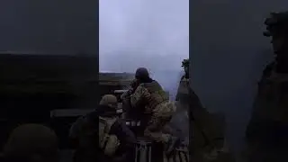 Ukrainian soldiers fire deadly calibre machine guns.