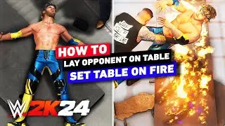 WWE 2K24: How To LAY Your Opponent On A Table & Announcer Table | Set Table On Fire