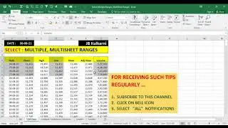 Select Multiple Ranges (Non Adjacent) and Select MultiSheet Ranges in Excel