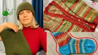 ВЯЗАЛЬНЫЙ ВЛОГ.Вяжу ленивый жаккард. Снова кашемировая шапка. Начала БАТИНУ КОФТУ. Участвую в тесте.