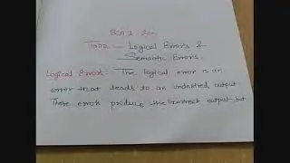 LOGICAL ERRORS & SEMANTIC ERRORS