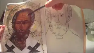 Икона Святителя Николая  Сводим кальку, отрисовываем плави
