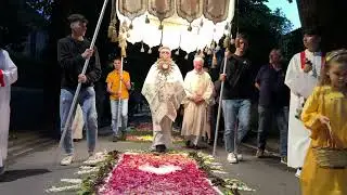 Flowers on the road for Corpus Domini procession