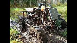 Самодельные квадроцикл с двигателем от Оки   болотные приключения - квадроцикл своими руками