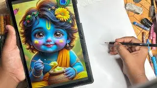 Krishna Outline Tutorial, Draw with me Krishna drawing 