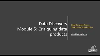 Data Discovery - Module 5: Critiquing Data Products