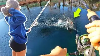 GIRLFRIEND Catches BIGGEST Bass Of Her Life! (Florida Golf Course Fishing)