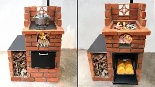 This wood stove is amazing - Make wood stoves with oven from 200 red bricks, cement