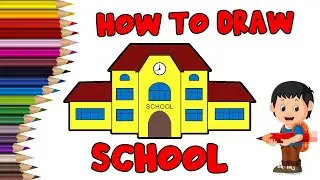 How to Draw a School 🏫 for Kids