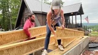 Floor Joists & Building A Block Wall | A-Frame Cabin Addition