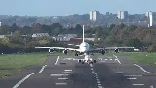 AIRBUS A380 vs BOEING 737 ✈️INCREDIBLE SIZE DIFFERENCE 😮Take Offs  at Birmingham Airport