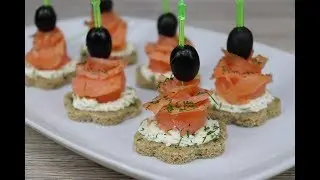 Закуска на праздник Канапе с лососем