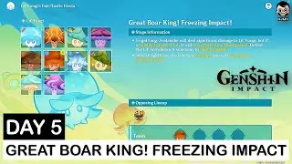 How to defeat Great Boar King! Freezing Impact | Lil Fungi's Fun-Tastic Fiesta | Genshin Impact