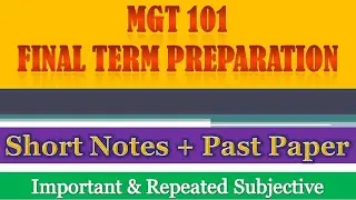 Mgt101 Final Term Preparation | Mgt101 Final Term Notes | 