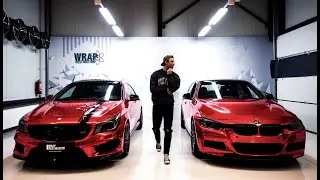 MERCEDES CLA 45 AMG and BMW 335 wrapped chrome red - BEFORE AND AFTER