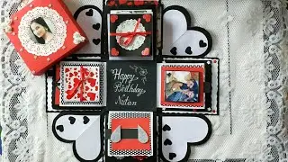 Giant explosion box for birthday||Gift idea for best friend||Red,white and black theme