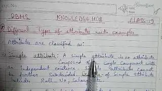 Part-19: Different types of Attributes with example- Simple attri., Composite attri., Single valued