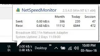 Network widget in Windows Taskbar