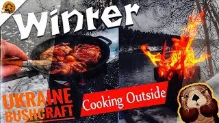1 day solo bushcraft - chicken breast, campfire, rest in the winter forest