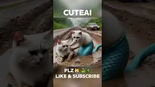 Mermaid cat saves a cat in a mud pond😸🐍🧜‍♀️ #cat #catlover #ai #aicat #貓 #cutecat #catvideos