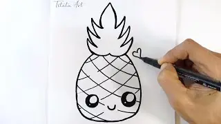 How to Draw a Pineapple Easy | Cute Fruit Drawing