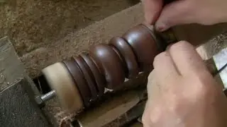 After painting decided to sharpen tree. Homemade lathe wood.