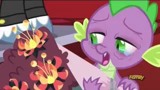 Delegate giving Spike a bouquet of Dragon sneeze flowers