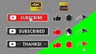 Subscribe Button Animation with Like, Bell & Share | YouTube CTA | Black & Red | 4K