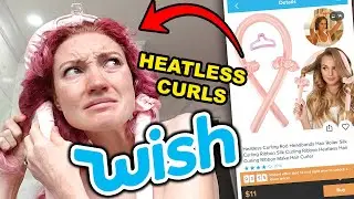 TRYING A HEATLESS HAIR CURLER FROM WISH *TikTok Hair Trend* | Wish Haul 2021