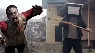 TV man & zombie 🧟‍♂️ who best 👍  skidib toilet