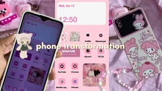 phone transformation 🍡| how to have an aesthetic phone ft. my melody, coquette theme 🎀