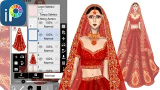 Desain lehenga Indian Wedding dress || digital illustration with ibis paint x