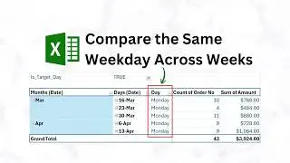 3 Ways to Compare the Same Weekday Across Weeks in Excel