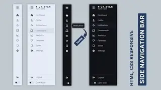 Responsive Side Navigation Bar With Dark and Light Mode Using HTML & CSS | Dashboard Sidebar