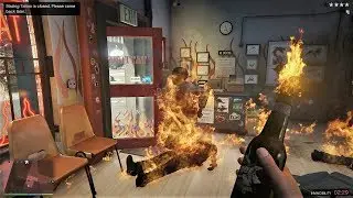 GTA 5 - Michael's FIVE STAR RAMPAGE At BLAZING TATTOO (GTA V Funny Moments)