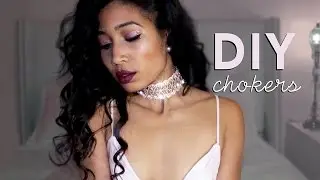 DIY RHINESTONE & FEATHER CHOKERS | Adonia Bree