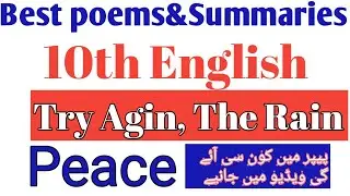 10th Class summary Try Again, The Rain and Peace| V.V Important summary for Exams