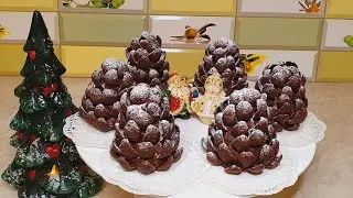 Пирожное Шишки. Шоколадный новогодний десерт. Десерт без выпечки.