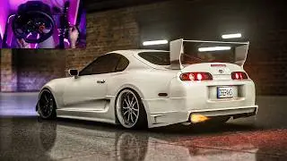Drifting Supra at Docks | Assetto Corsa | Steering Wheel Gameplay