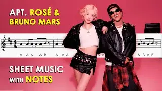 APT. - ROSÉ & Bruno Mars | Sheet Music with Notes for Recorder, Flute, Violin Tutorial
