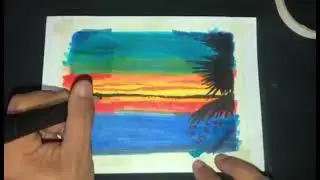 Simple Sunset Scenery for Beginners Drawing