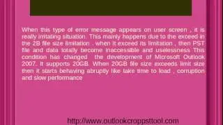 Outlook Crop PST Tool :Resize Oversize PST File Issues