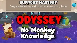 BTD6 Odyssey Hard Mode || Almost No Monkey Knowledge + No Hero Achievement (Support Mastery)