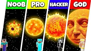 INSIDE SUN PLANET HOUSE BUILD CHALLENGE - Minecraft Battle NOOB vs PRO vs HACKER vs GOD / Animation