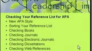 (13) Checking Your Reference List for APA