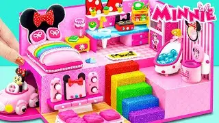 6 Days Building Disney Minnie House has 4 Cute Room, Garage from Polymer Clay   DIY Miniature House