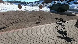 A machine gun integrated with a robot dog