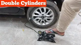 Foot Pump Tyre Inflator with Dual Cylinder
